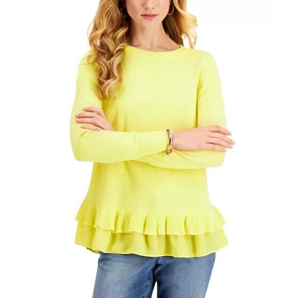 Style & Co Chiffon-Hem Tunic Sweater, Infrared Sz. M - Picture 2 of 9